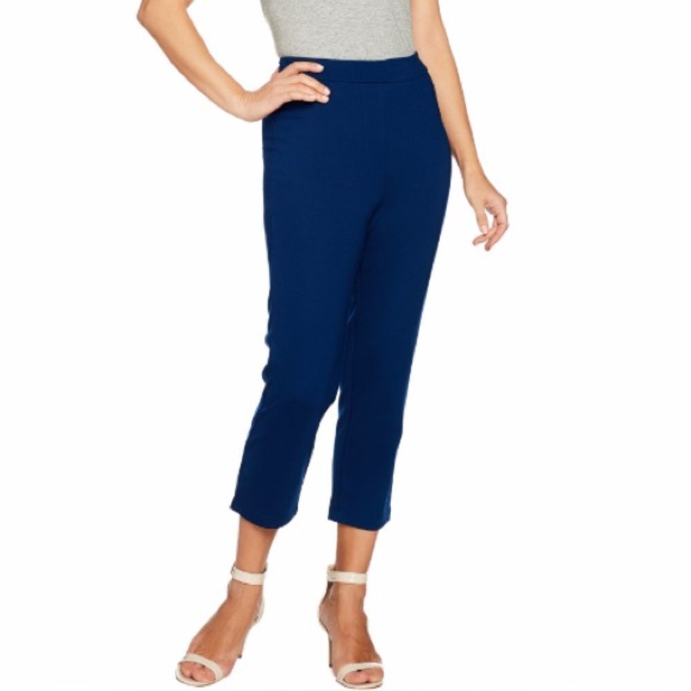 Joan Rivers Navy Blue Cropped Trouser Pants - Petite Size Small